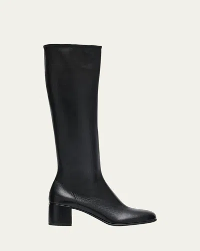 Prada Nappa Stretch Leather Knee-high Boots In Black