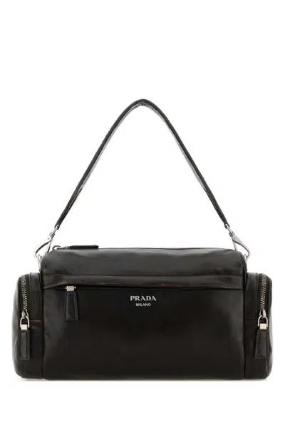 Prada Nappa Leather Multipocket Crossbody Clutch Bag In Brown