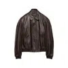 Prada Nappa Leather Bomber Jacket In Brown