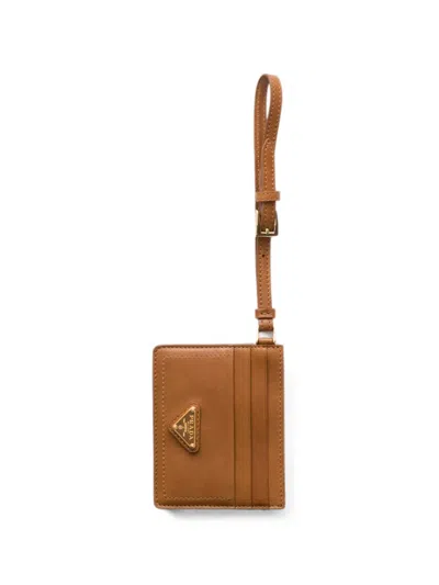 Prada Nappa-leather Card Holder In Brown