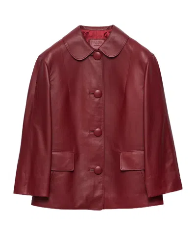 Prada Nappa-leather Jacket In Burgundy