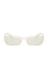 Prada Narrow Rectangle Sunglasses In White