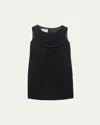 Prada Natté Bow Sleeveless Mini Dress In Black
