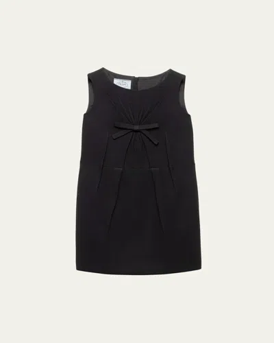 Prada Natté Bow Sleeveless Mini Dress In Black