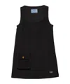 Prada Womens Black Flap-pocket Square-neck Wool Mini Dress In Black