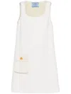 Prada Patch-pocket Virgin Wool Minidress In White