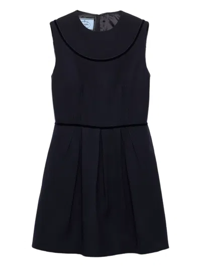 Prada Natté Round-neck Mini Dress In Blue