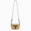 Prada Natural And Black Raffia Shoulder Bag In Pink