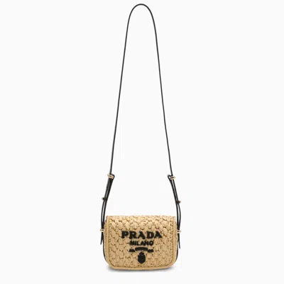 Prada Natural And Black Raffia Shoulder Bag Women In Pink