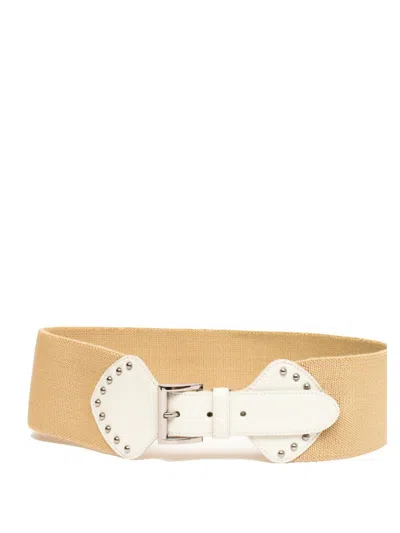 Prada Natural Buckled Waist Belt In Gold