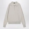 Prada Natural-coloured Cotton Polo With Zip Men In Gray