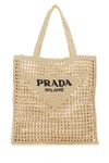 Prada Natural Crochet Tote In Brown