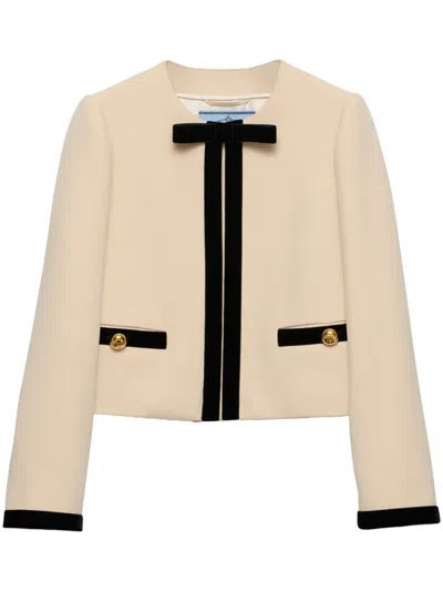 Prada Natural Cropped Jacket In Brown
