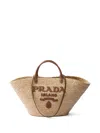 Prada Natural Logo-appliqu Tote In Naturale+cognac