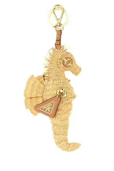 Prada Natural Raffia Keyring