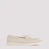 Prada Triangle-logo Suede Loafers In Natural