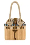 Prada Natural Wicker Bucket Bag In Brown