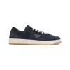 Prada Navy Blue Canvas And Suede Downtown Sneakers In Multi