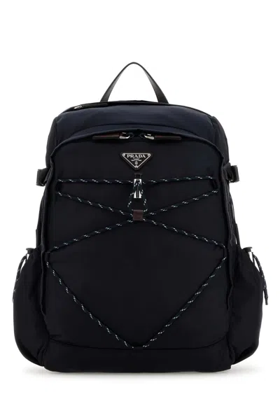 Prada Navy Blue Canvas Backpack
