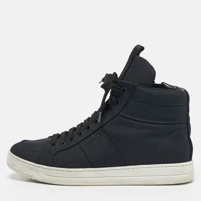 Pre-owned Prada Navy Blue Canvas High Top Sneakers Size 39