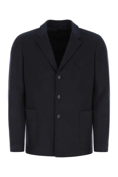 Prada Navy Blue Cashmere And Wool Blend Blazer