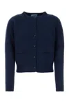 Prada Navy Blue Cashmere Cardigan In Navy Blue