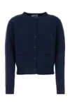Prada Navy Blue Cashmere Cardigan In Bleu