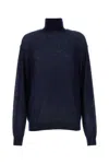Prada Navy Blue Cashmere See-through Sweater In Blue