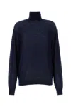 Prada Navy Blue High Neck Sweater In Bleu