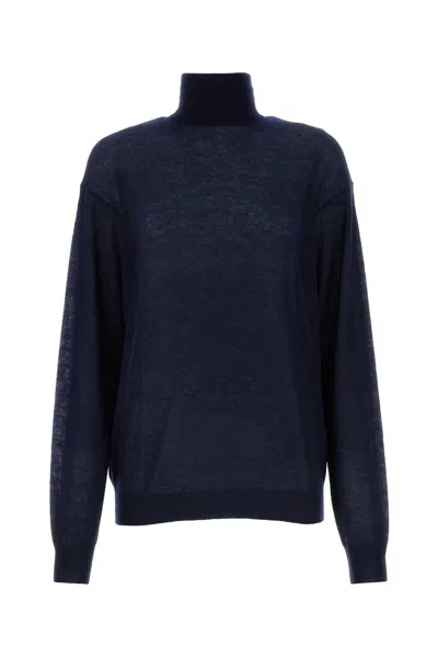 Prada Navy Blue Cashmere See-through Sweater