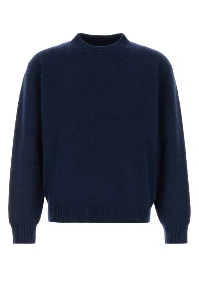 Prada Ink Crew Neck Sweater In Recycled Cashmere In Blue