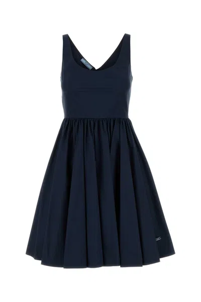 Prada Fit-flare Mini Dress In Blue