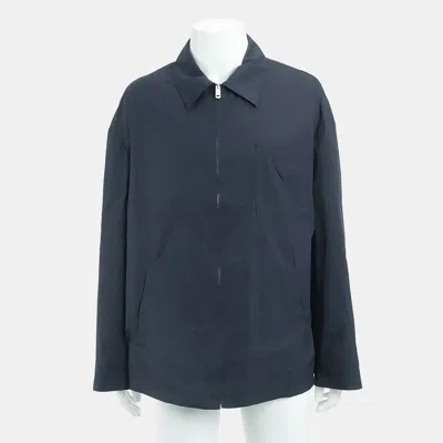Pre-owned Prada Navy Blue Cotton Elastane Nylon Zip-up Jacket Size L