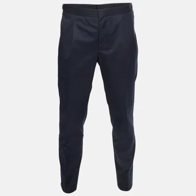 Pre-owned Prada Navy Blue Cotton Regular Fit Trousers Xl
