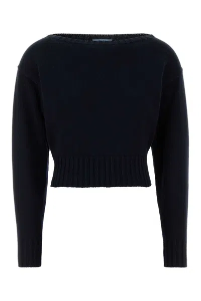PRADA NAVY BLUE COTTON SWEATER