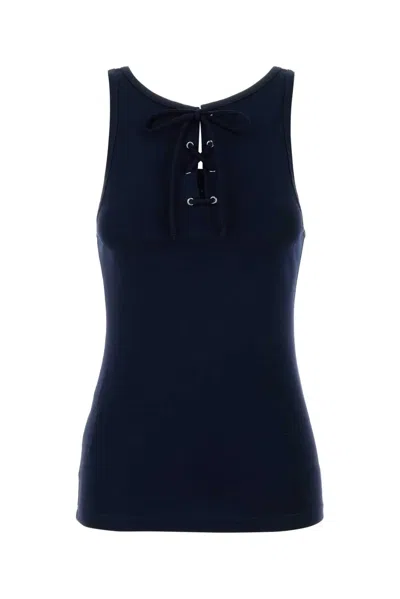 Prada Navy Blue Cotton Tank Top In Multi