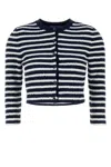 Prada Navy Blue Embroidered Boucle Cardigan