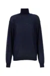 Prada Navy Blue High Neck Sweater In Navy Blue