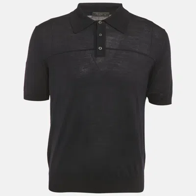 Pre-owned Prada Navy Blue Jersey Polo T-shirt L