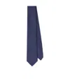 Prada Navy Blue Logo Embroidery Tie