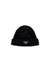 Prada Navy Blue Logo Hat In Black