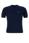 Prada Navy Blue Logo Sweaters In Navy Blue