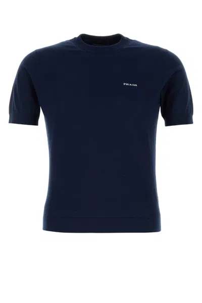PRADA NAVY BLUE LOGO SWEATERS
