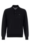 Prada Navy Blue Long Sleeves Logo Polo In Black