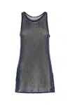 Prada Navy Blue Mesh Mini Dress In Blue
