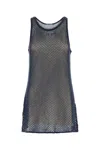 Prada Navy Blue Mesh Mini Dress In Blue