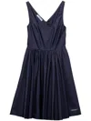 Prada Flared Mini Dress In Navy Blue