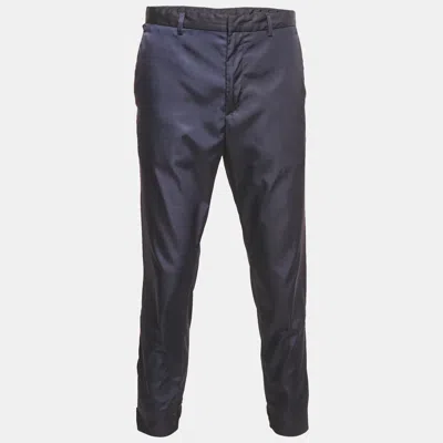 Pre-owned Prada Navy Blue Nylon Pants Xl
