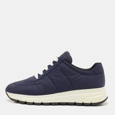 Pre-owned Prada Navy Blue Nylon Prax 01 Low Top Sneakers Size 37.5