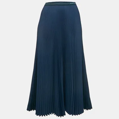 Pre-owned Prada Navy Blue Plisse Midi Skirt M